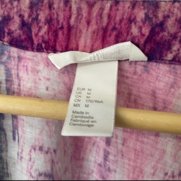 H&M tie dye pink kaftan dress medium coverup sundress belted - Picture 2 of 10